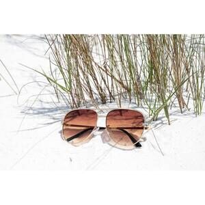 NEW JULIA ROSE unisex alex high quality aviator sunglasses in gold/caramel tea